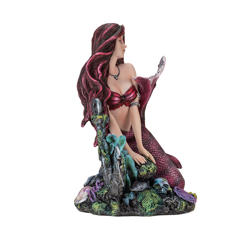 Ocean Siren Gothic Mermaid Figurine Mermaid with Anchored Base