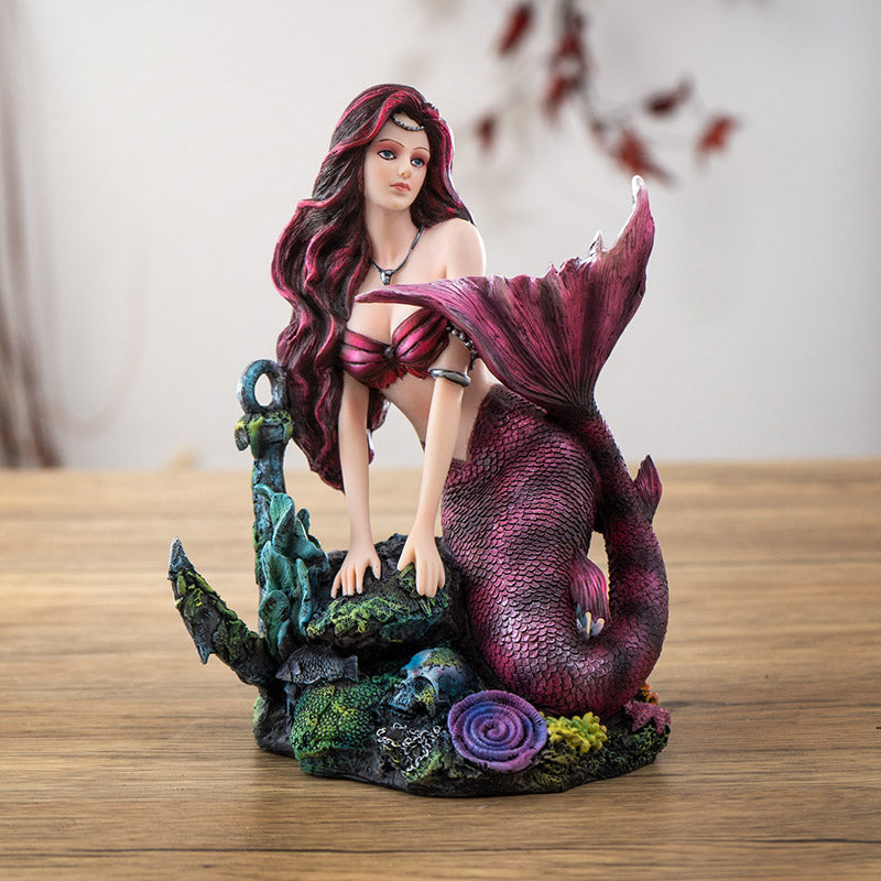Ocean Siren Gothic Mermaid Figurine Mermaid with Anchored Base