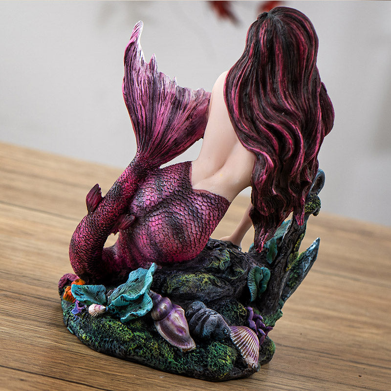 Ocean Siren Gothic Mermaid Figurine Mermaid with Anchored Base