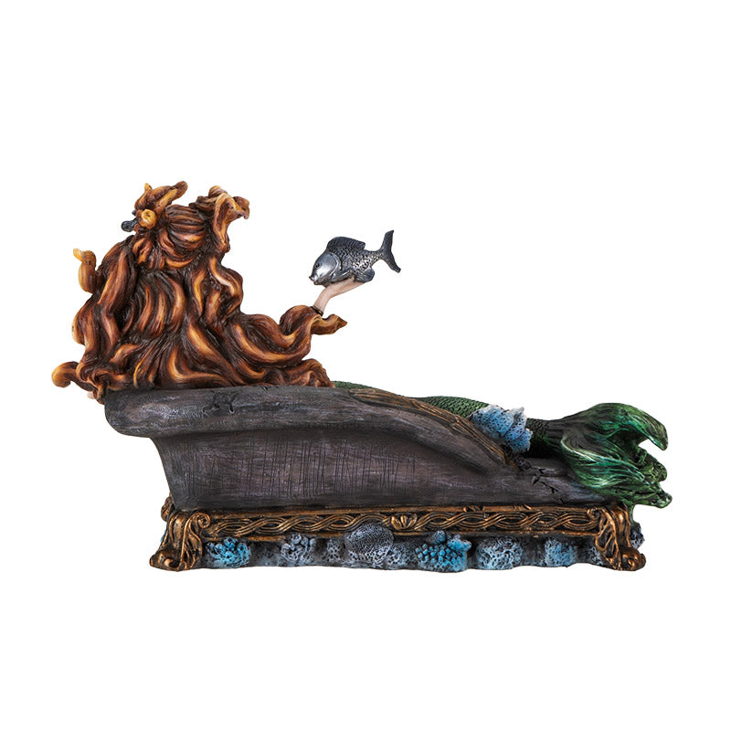 Seas Gothic Mermaid Figurine with Coral and Fish