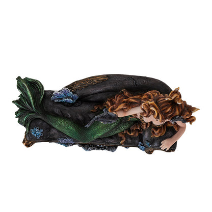 Seas Gothic Mermaid Figurine with Coral and Fish