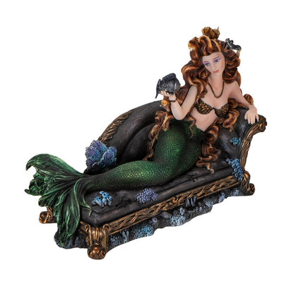 Seas Gothic Mermaid Figurine with Coral and Fish