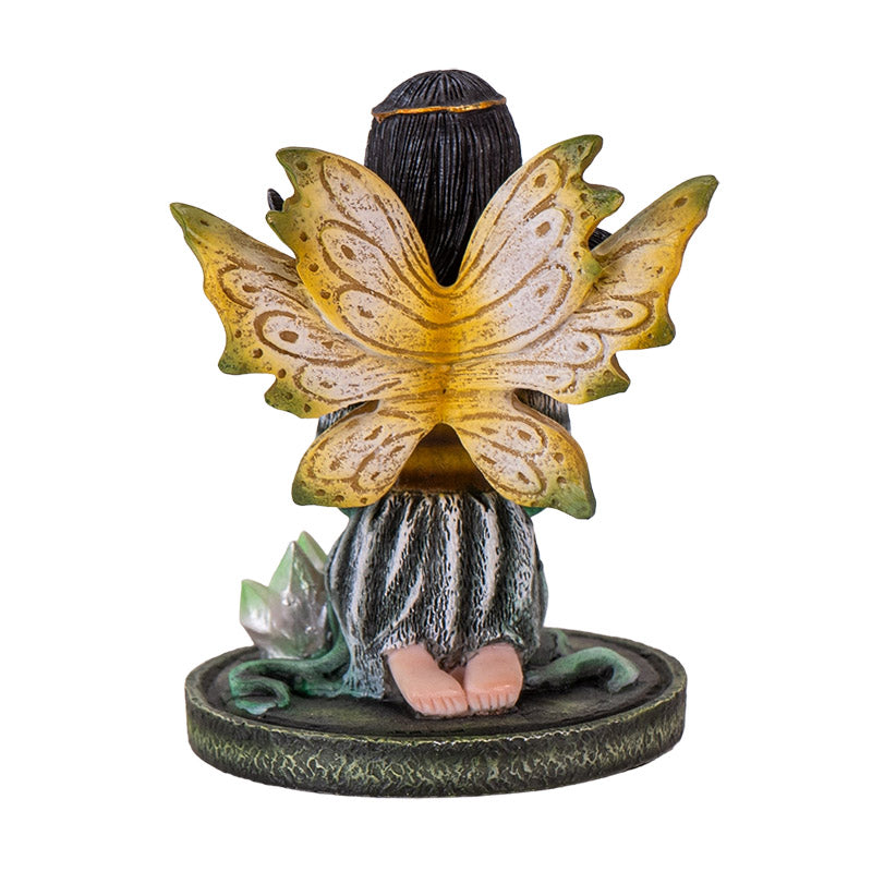3" Green Crystal Fairy Figurine with Mystical Orb