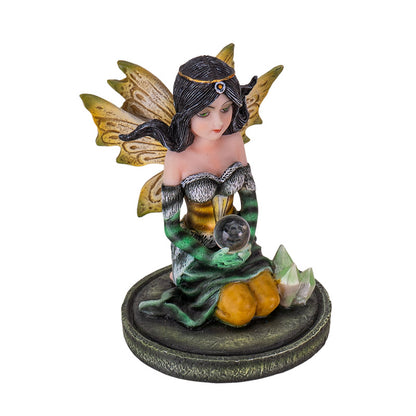 3" Green Crystal Fairy Figurine with Mystical Orb