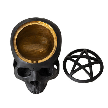 Pentagram Skull Decorative Box Skull Figurine with Removable Lid