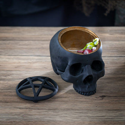 Pentagram Skull Decorative Box Skull Figurine with Removable Lid