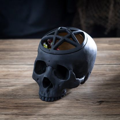 Pentagram Skull Decorative Box Skull Figurine with Removable Lid
