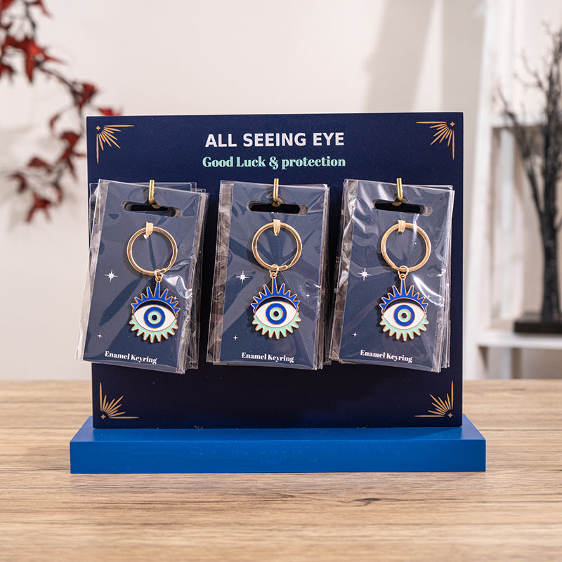 24PC All Seeing Eye Protection Keyrings with Display by Something Different UK