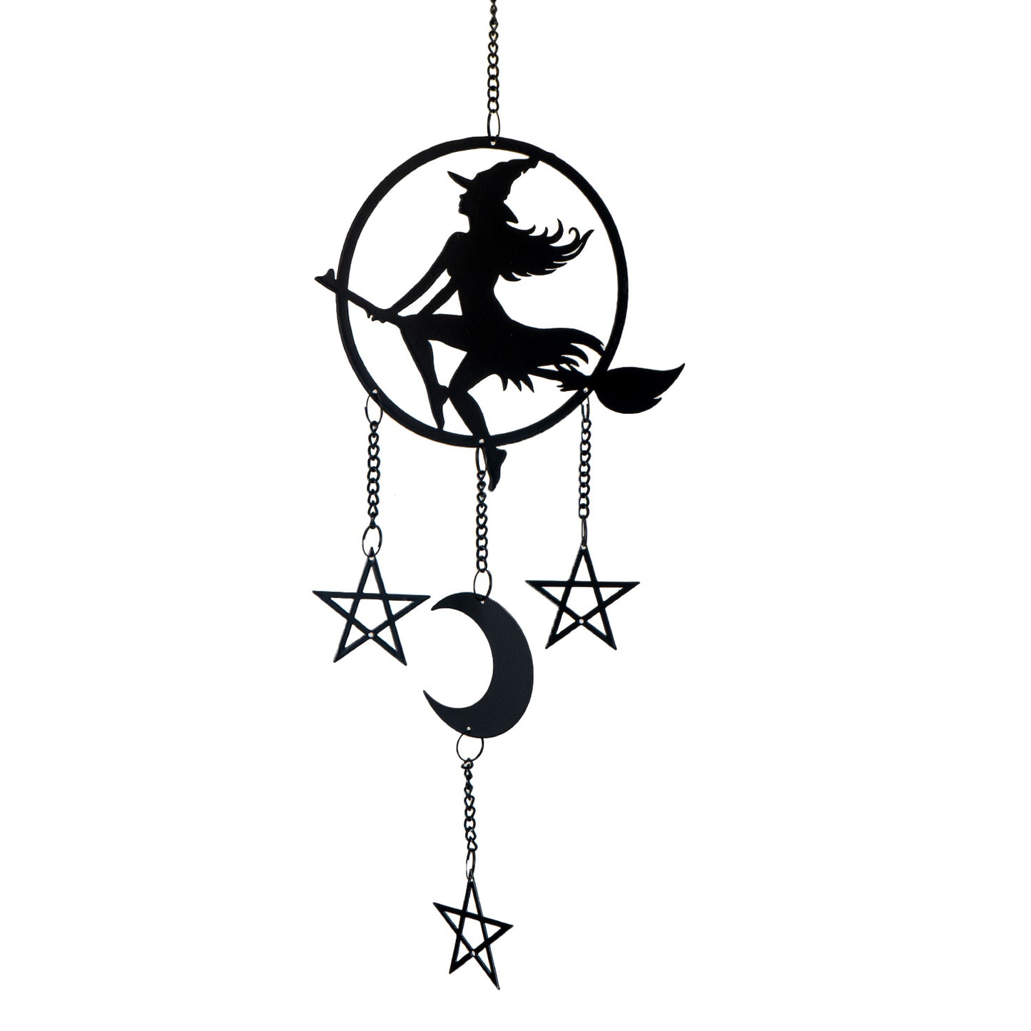 Witch by Moonlight Hanging Decoration by Alchemy England with Pentacle Stars and Crescent Moon