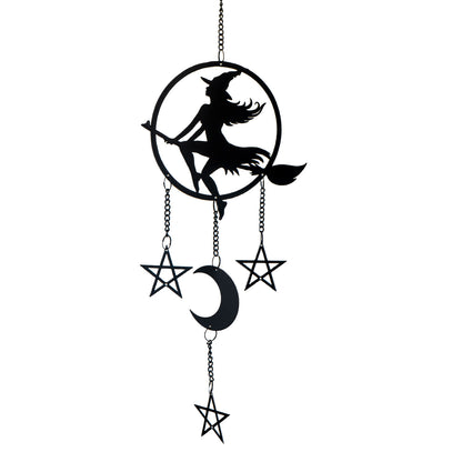 Witch by Moonlight Hanging Decoration by Alchemy England with Pentacle Stars and Crescent Moon
