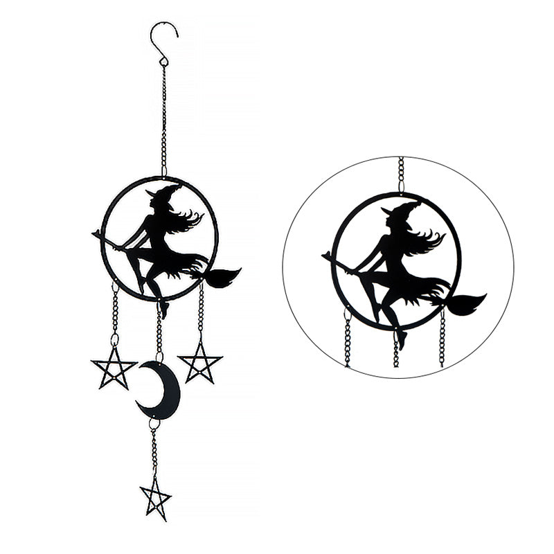Witch by Moonlight Hanging Decoration by Alchemy England with Pentacle Stars and Crescent Moon