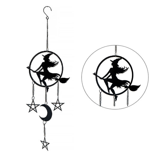 Witch by Moonlight Hanging Decoration by Alchemy England with Pentacle Stars and Crescent Moon