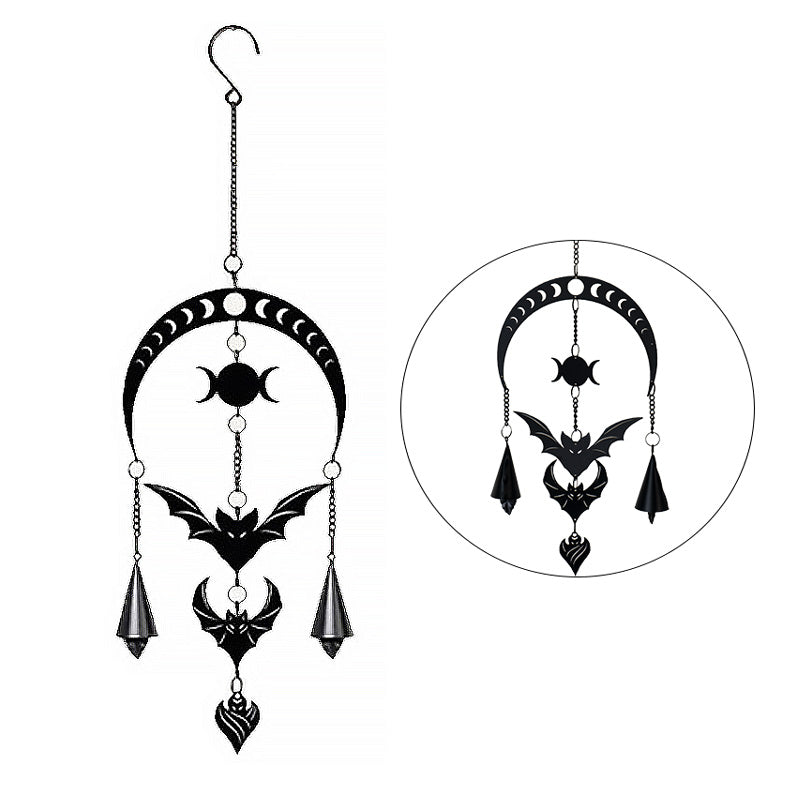 Evilution Moon Phase Hanging Decoration by Alchemy England with Crescent Moons and Bat Design