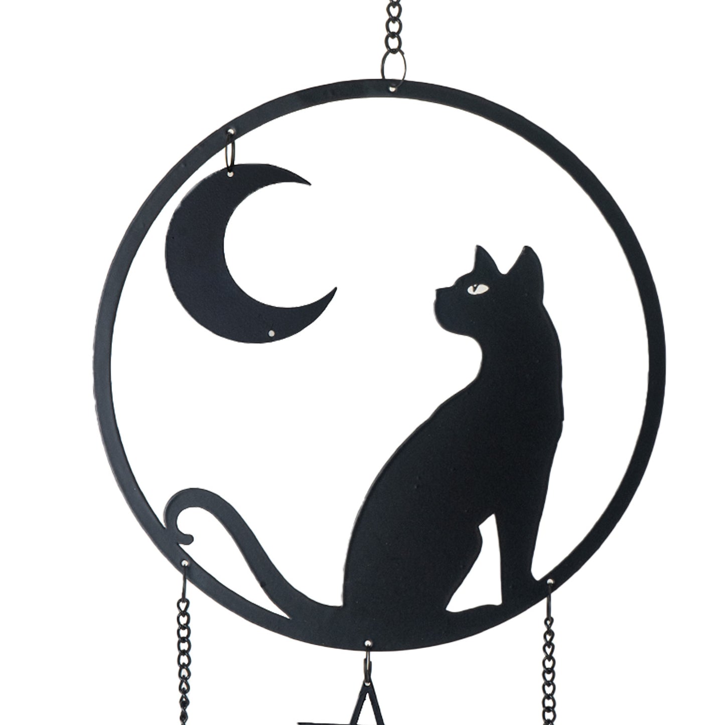 Moon Grazer Hanging Decoration by Alchemy England with Crescent Moon and Black Cat Design