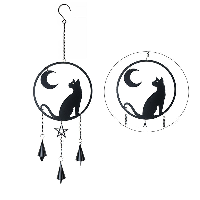 Moon Grazer Hanging Decoration by Alchemy England with Crescent Moon and Black Cat Design