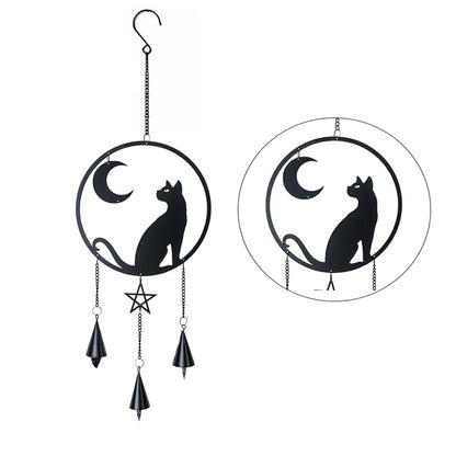 Moon Grazer Hanging Decoration by Alchemy England with Crescent Moon and Black Cat Design
