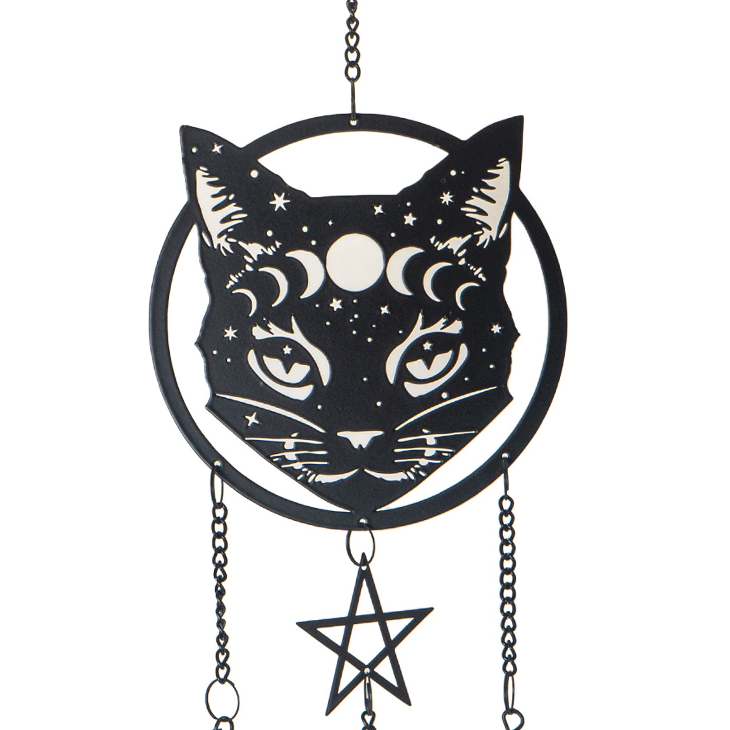 Celestial Cat Hanging Decoration by Alchemy England with Moon Phases and Star Design