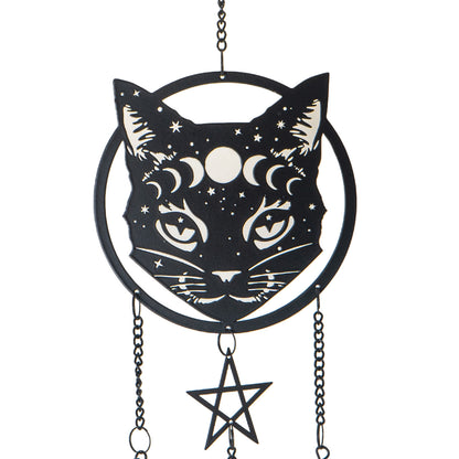 Celestial Cat Hanging Decoration by Alchemy England with Moon Phases and Star Design