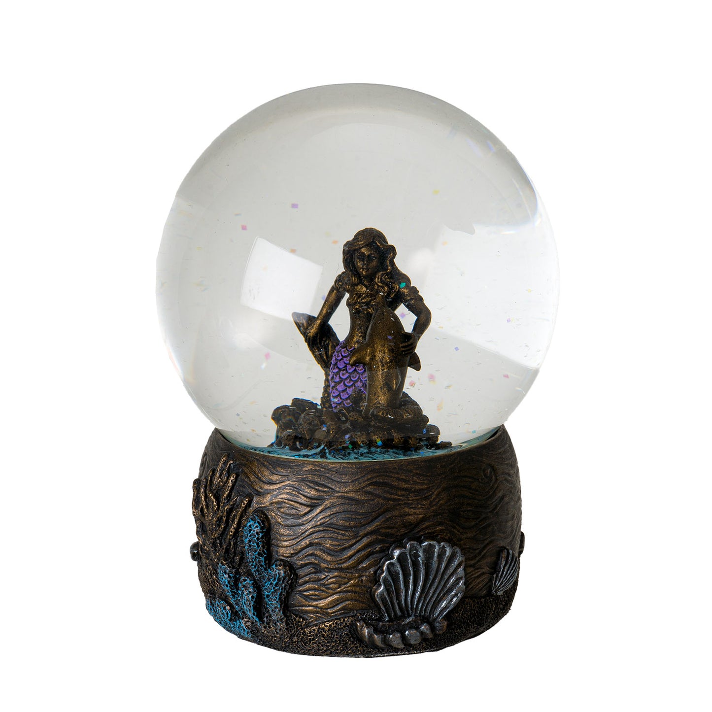 Mermaid Water Globe with Oceanic Base with Coral Reef Design