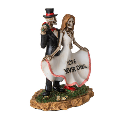 Love Never Dies Skeleton Couple Figurine Gothic Romance Wedding Decor