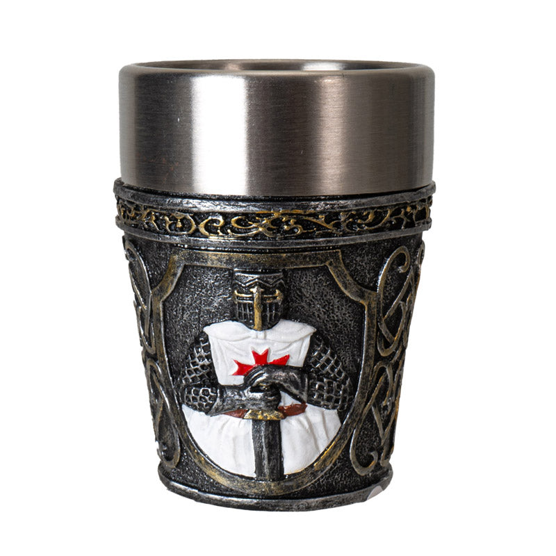 White Medieval Knight Shot Glass with Armor Design