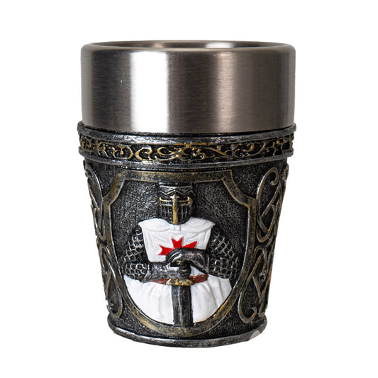 White Medieval Knight Shot Glass with Armor Design