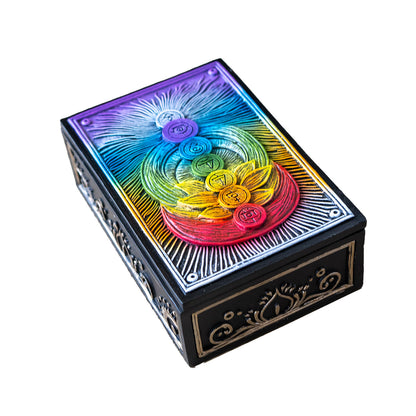 Chakra Rainbow Tarot Box with Vibrant Seven Chakra Symbols