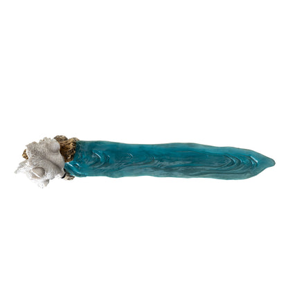 White Wolf and Pup 11.1" Long Incense Holder with Water Stream