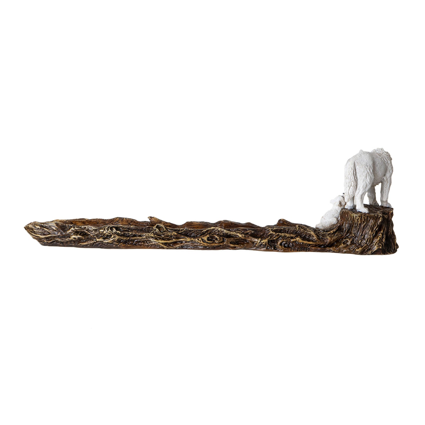Wolf and Pup 11.22" Long Incense Holder with Woodsy Log