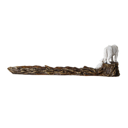 Wolf and Pup 11.22" Long Incense Holder with Woodsy Log