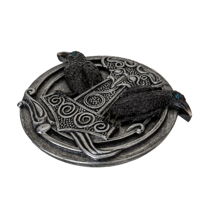 Thors Hammer 5.31" Long Incense Burner with Dual Raven Design