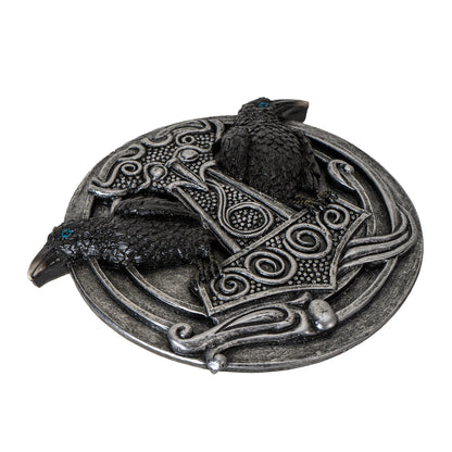 Thors Hammer 5.31" Long Incense Burner with Dual Raven Design