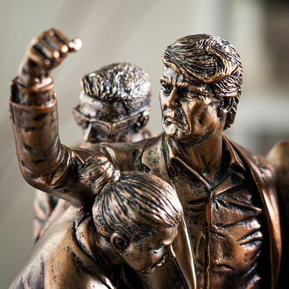 Pacific Giftware Trump Fight Fight Fight Resin Figurine Detailed Bronze Finish Depicting Iconic Moment Collectible Featuring American Flag Patriotic Trump Statue for Home Decor and Gift 15" Tall