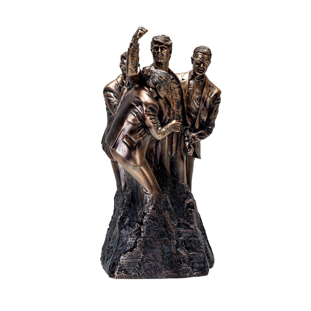Pacific Giftware Trump Fight Fight Fight Resin Figurine Detailed Bronze Finish Depicting Iconic Moment Collectible Featuring American Flag Patriotic Trump Statue for Home Decor and Gift 15" Tall