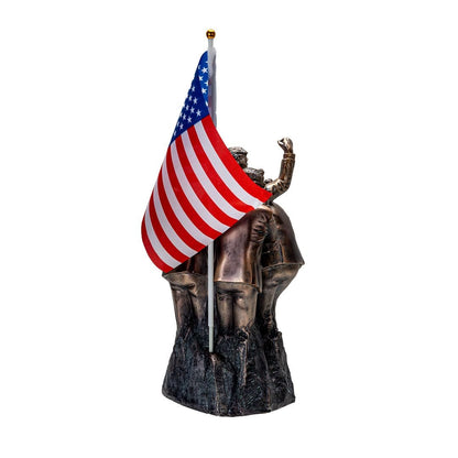 Pacific Giftware Trump Fight Fight Fight Resin Figurine Detailed Bronze Finish Depicting Iconic Moment Collectible Featuring American Flag Patriotic Trump Statue for Home Decor and Gift 15" Tall