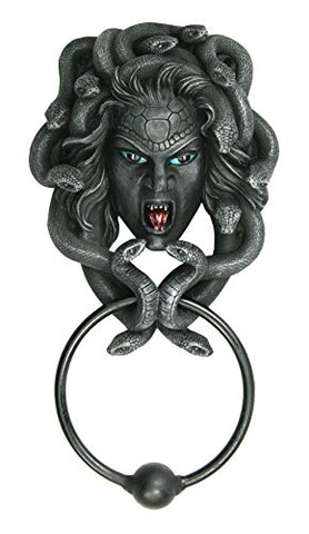 The Head of Medusa Door Knocker with Iron Knocker Collectible Figurine in Stone Finish 9 Inch Tall