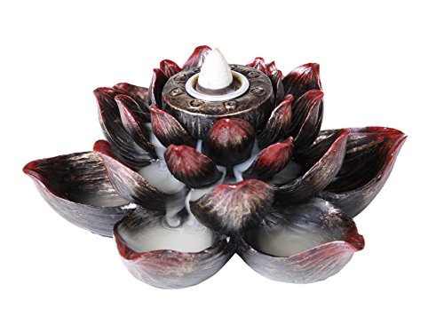 Meditation Use Auspicious Lotus Shape Back Flow Cone Incense Burner Holder Infuser