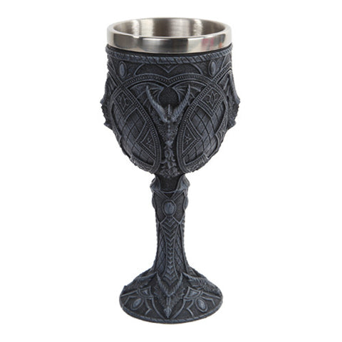 Guardian Dragon Wine Goblet Chalice Resin Body Stainless Steel Faux Stone