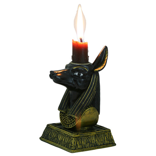 PTC 5 Inch Egyptian Anubis Hand Painted Resin Candle Holder, Gold Color