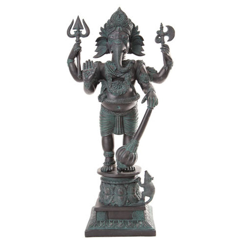 LARGE EASTERN ENLIGHTENMENT LORD GANESHA ON THRONE SCULPTURE