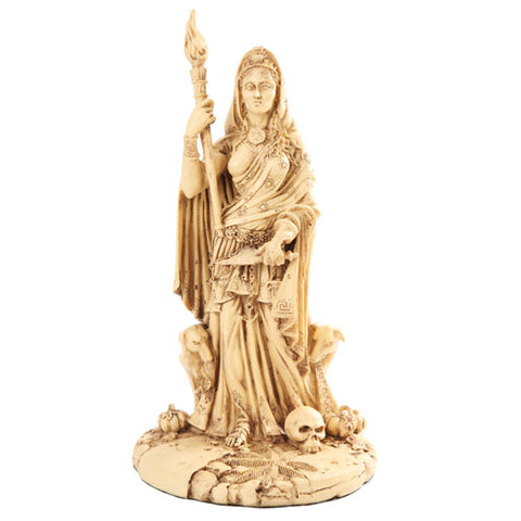 Greek White Goddess Hecate Sculpture Athenian Patroness of Crossroads, Witchcraft, Dogs and Poisonous Plants Statue