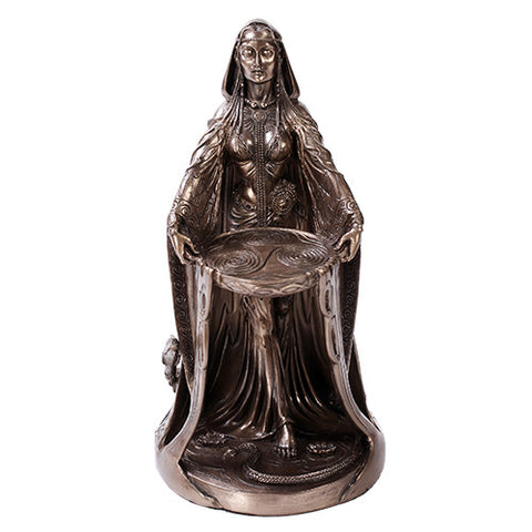 Celtic Goddess Danu Home Decor Statue Made of Polyresin In Bronze Patina