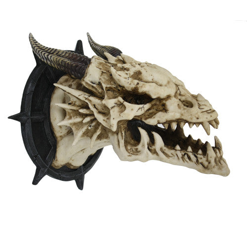 10.8 Inches Fantasy Exotic Dragon Skull Gothic Ossuary Figurine Wall Plaque