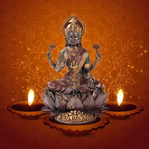 Lakshmi on Lotus Hinduism Display Statue