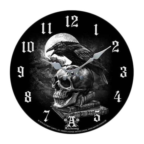 Poe's Raven Decor Wall Clock Round Plate Diameter 13.5"