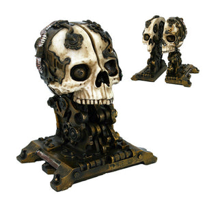 Steampunk Skull Head Bookends Collectible Figurine