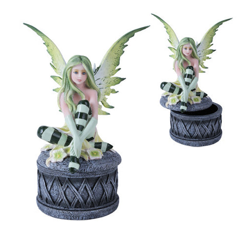 Fairyland Legend Green Flower Fairy Trinket Box Celtic Jewelry