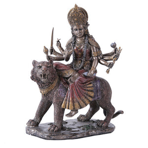Eastern Enlightenment Durga On Tiger Statue Decorative Resin Piece