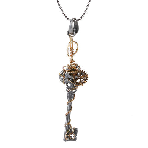 Steampunk Gear Key Necklace