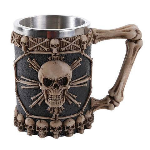 Tribal Skull Ossuary Skull Beer Mug Stein Tankard Stainless Steel Skulls Decor Gift